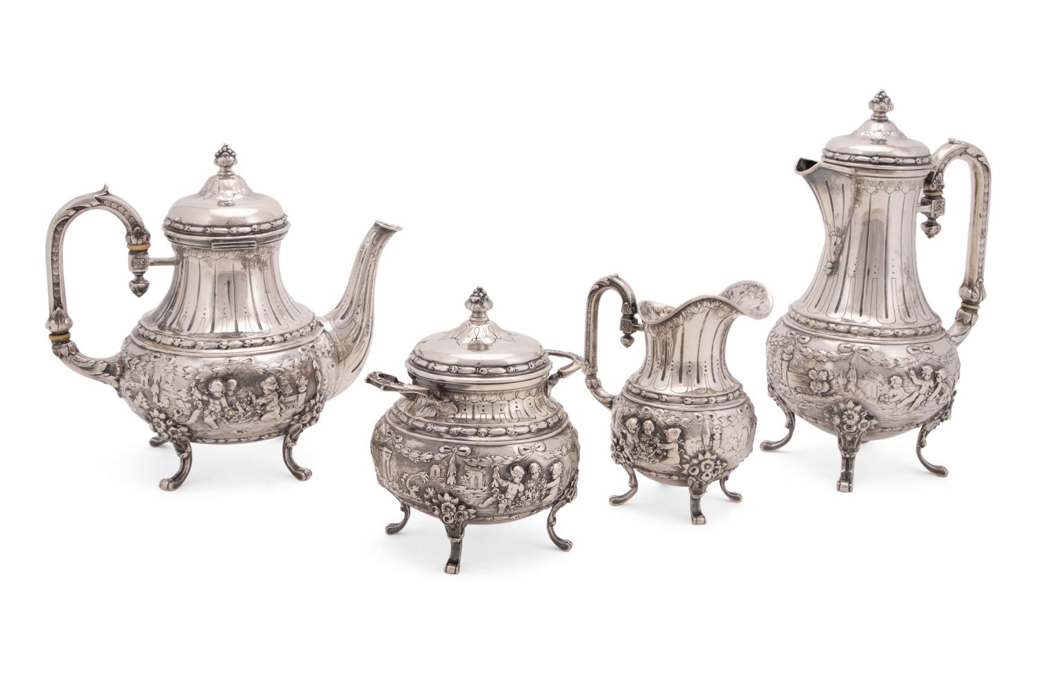 Appraisal: FOUR PIECE STERLING HOT BEVERAGE SERVICE Four piece sterling hot