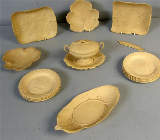 Appraisal: Collection of Victorian Wedgwood caneware comprising nine dessert plates each