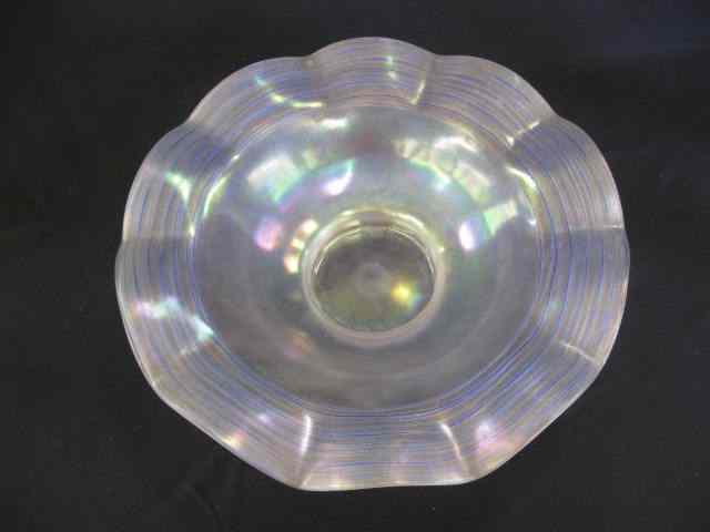 Appraisal: Steuben Art Glass Centerpiece Bowl blue threading on verre de