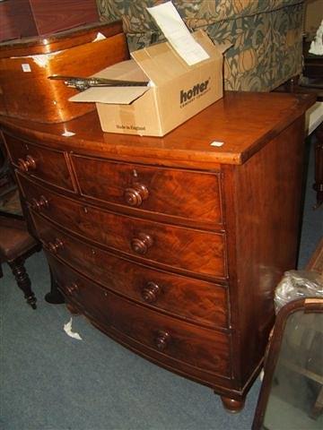 Appraisal: A Victorian mahogany bow fronted chest of two short and