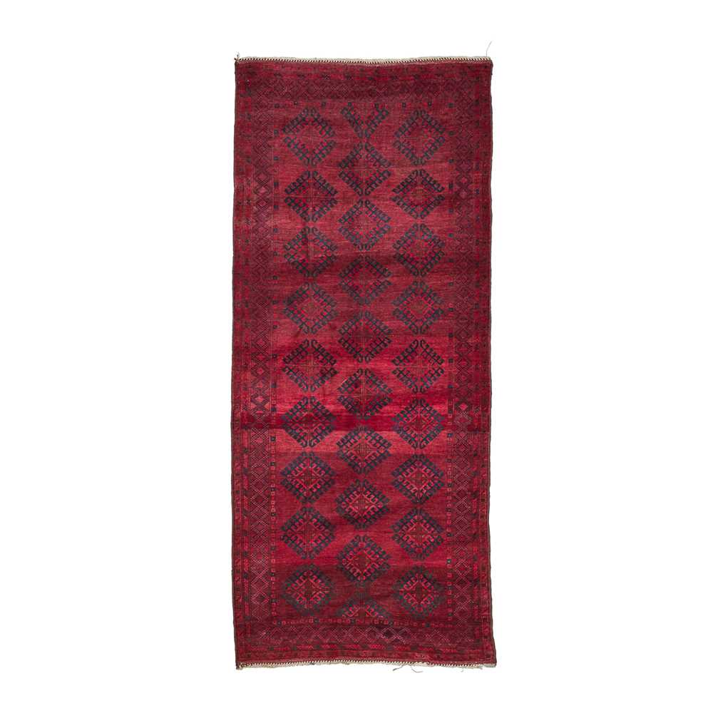 Appraisal: AFGHAN CARPET MID TH CENTURY the red field with three