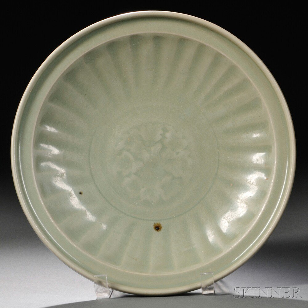 Appraisal: Longquan Celadon Dish China Ming Dynasty or later decorated with