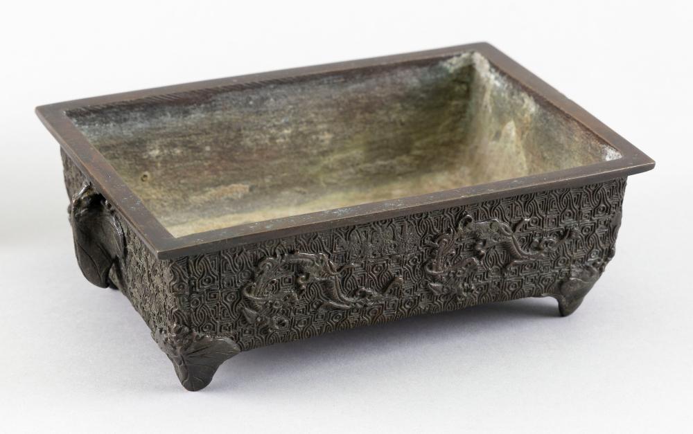 Appraisal: JAPANESE BRONZE LOW JARDINI RE MEIJI PERIOD HEIGHT LENGTH WIDTH