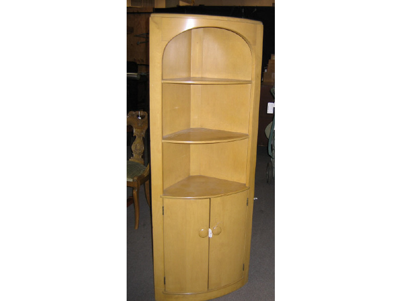 Appraisal: HEYWOOD-WAKEFIELD Corner cupboard the open upper section with two shelves