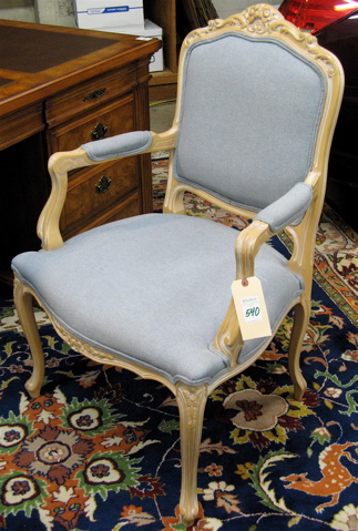 Appraisal: LOUIS XV STYLE ARMCHAIR American late th century having a