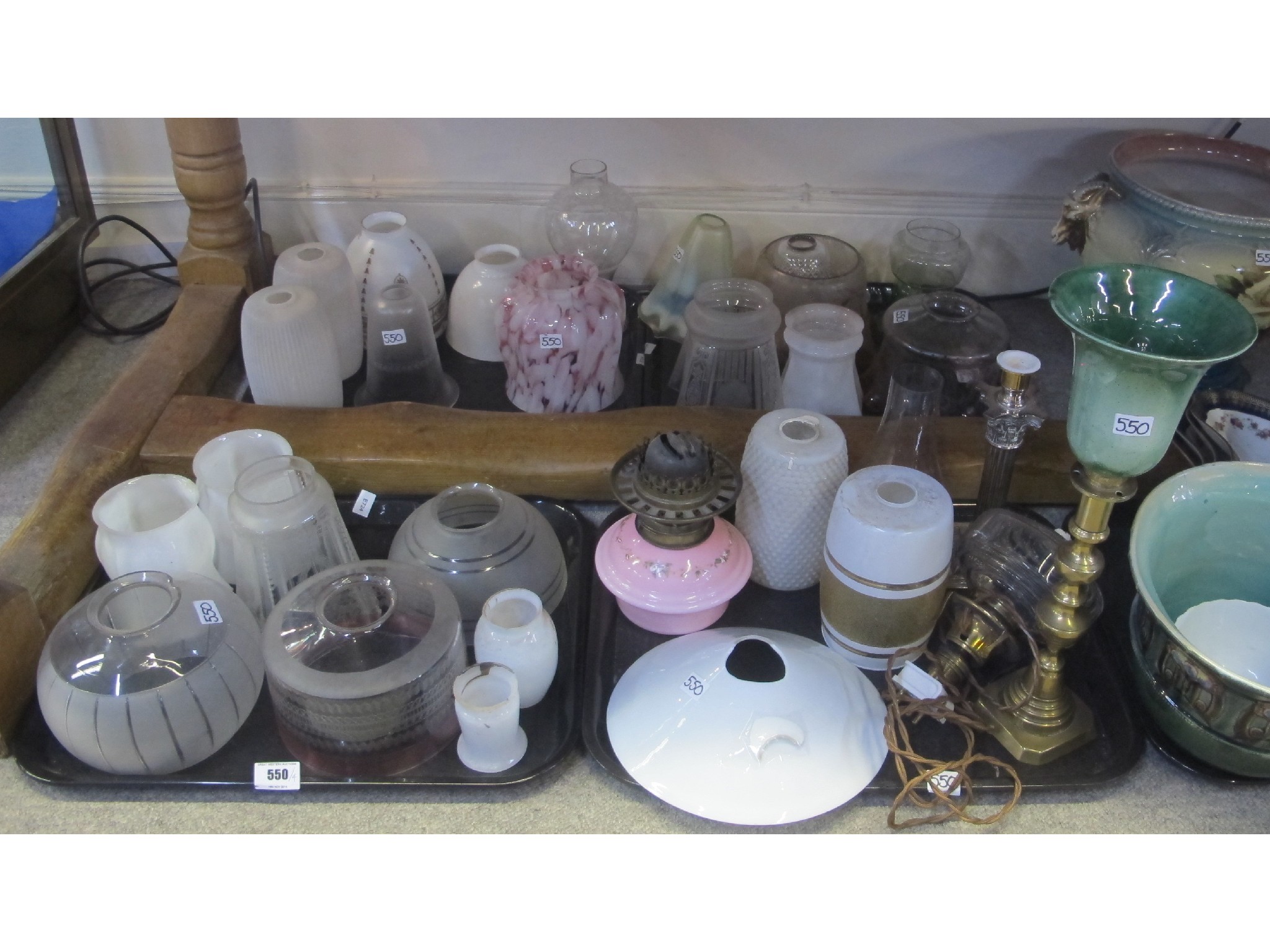 Appraisal: Four trays of assorted glass light shades