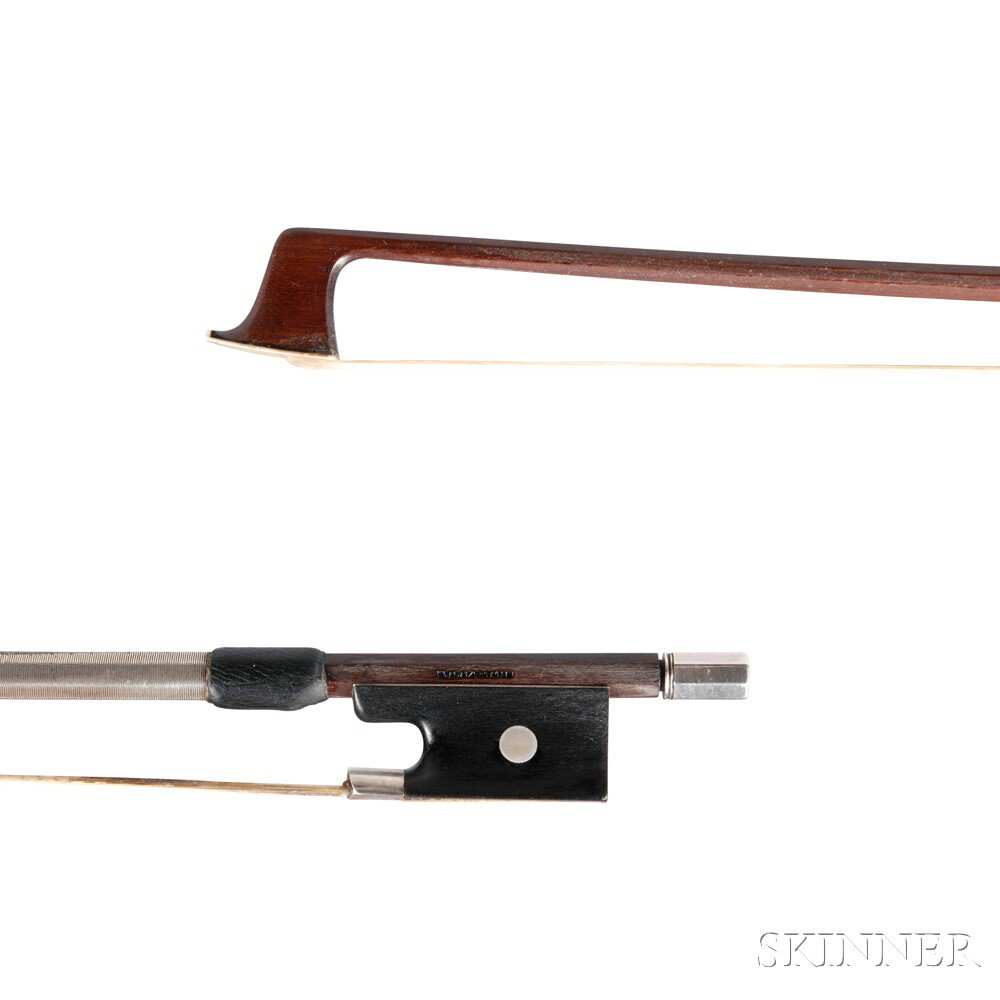 Appraisal: Nickel Silver-mounted Violin Bow the round stick unstamped weight grams