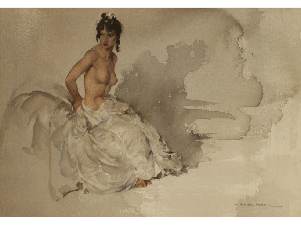 Appraisal: WILLIAM RUSSELL FLINT Cecilia White Dress semi-nude signed and the