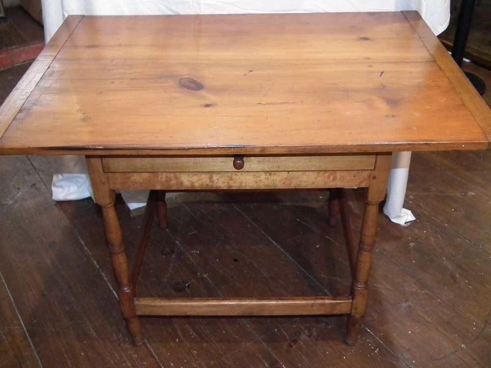 Appraisal: PERIOD TAVERN TABLE Circa pine and maple drawer tavern table