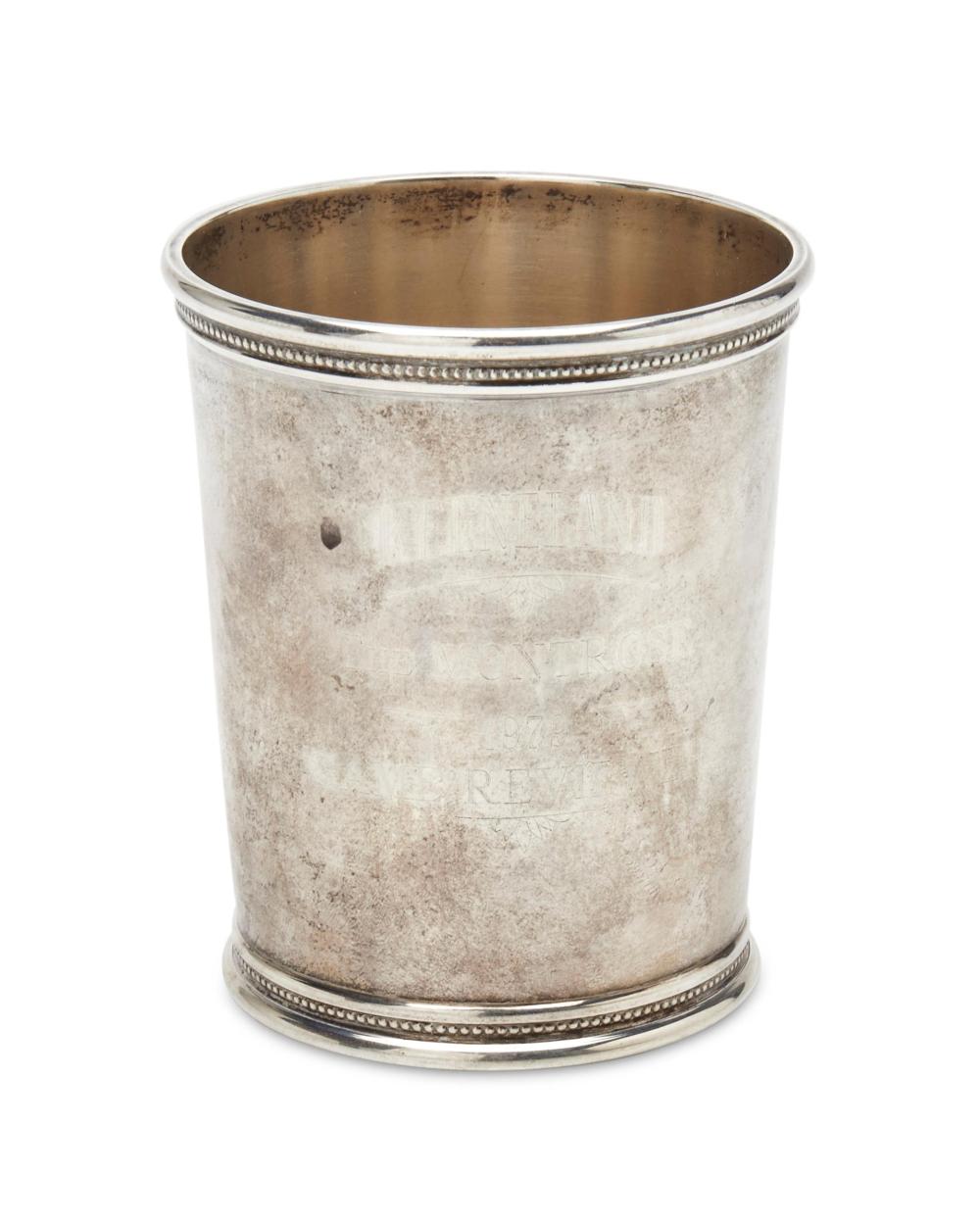 Appraisal: A SCEARCE KENTUCKY RACING STERLING SILVER JULEP CUPA Scearce Kentucky