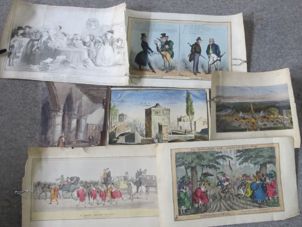 Appraisal: Lot comprising two unframed watercolours and five unframed prints