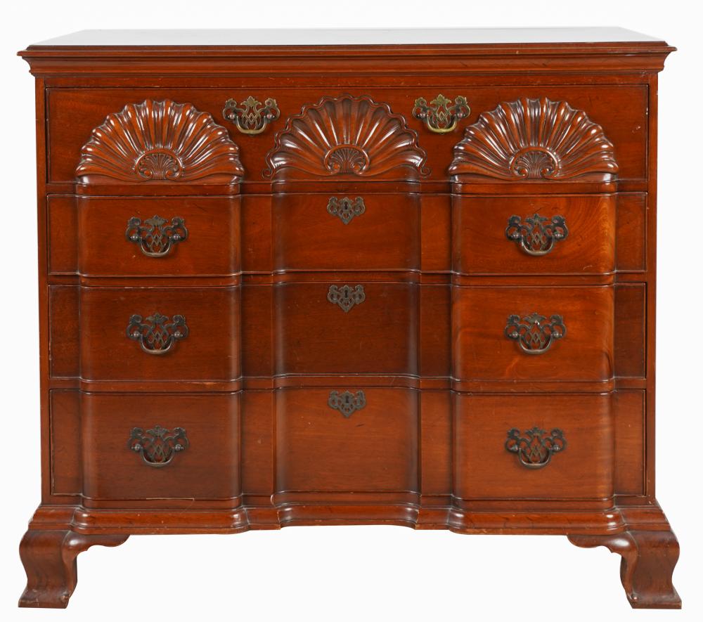 Appraisal: AMERICAN MAHOGANY BLOCKFRONT CHEST OF DRAWERS th century with four