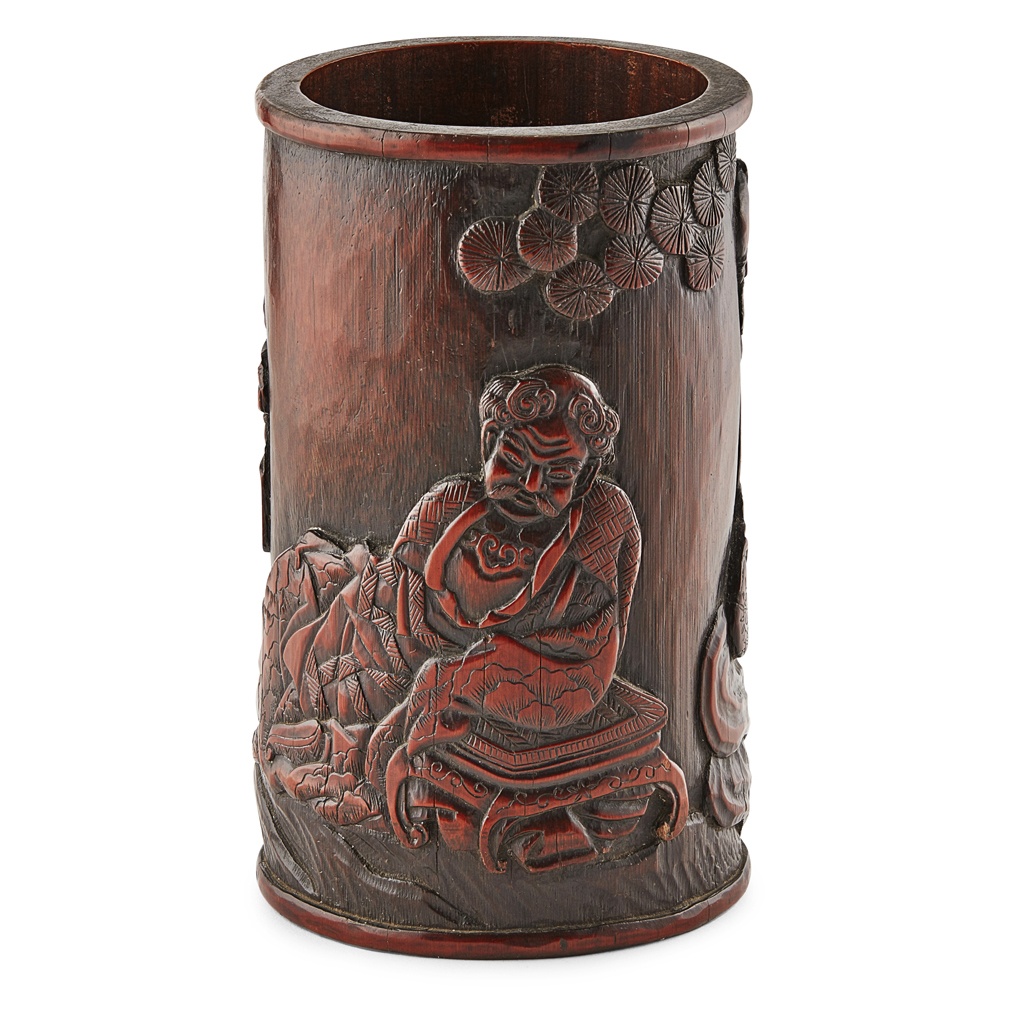 Appraisal: CARVED BAMBOO BRUSH POT BITONG QING DYNASTY TH CENTURY of