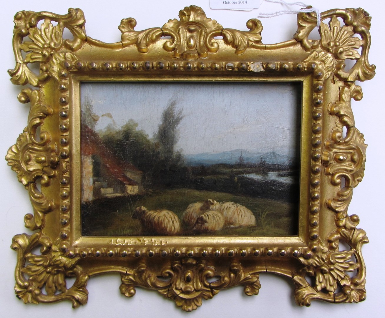 Appraisal: English School th century Sheep in a landscape Figure on