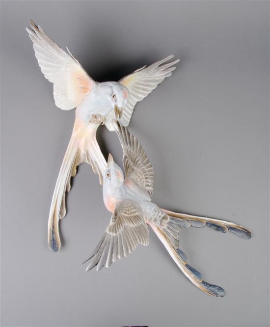 Appraisal: A Pair of Royal Worcester Dorothy Doughty Birds Scissor-Tailed Flycatchers