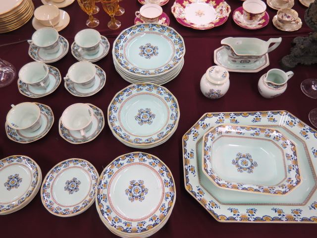 Appraisal: pcs Adam's Shalimar Ironstone Dinnerware with servers florals on celedon