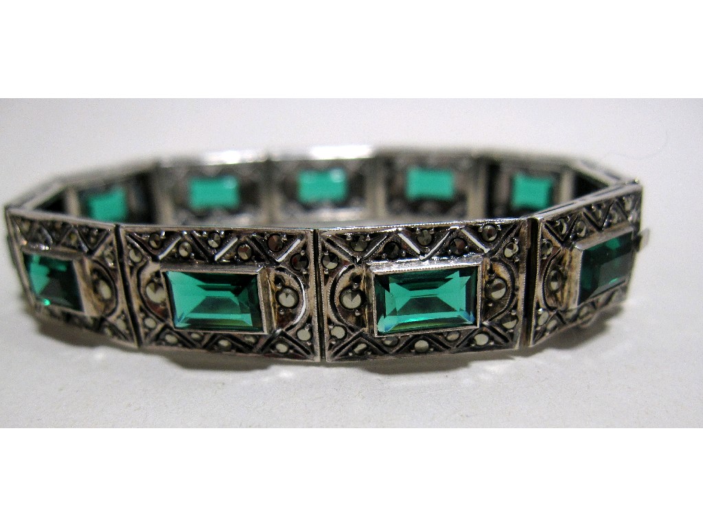 Appraisal: Silver marcasite and stone set bracelet