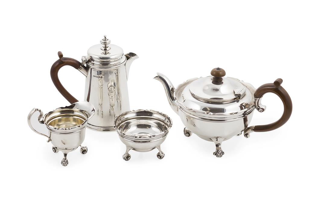 Appraisal: A three piece bachelors tea service and associated water jug