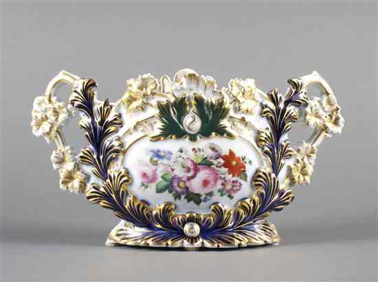 Appraisal: A Paris Porcelain Jardiniere of flattened handled form with gilt