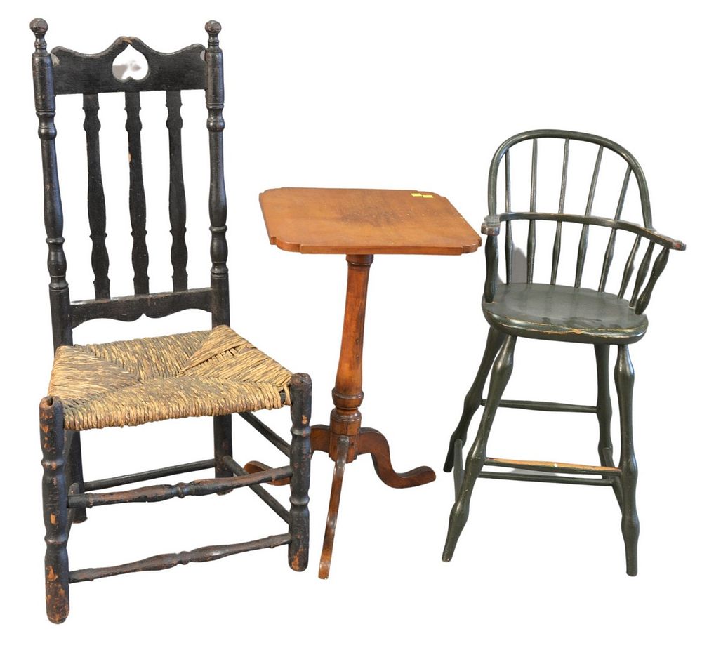 Appraisal: Three Piece Lot to include bannister back side chair height