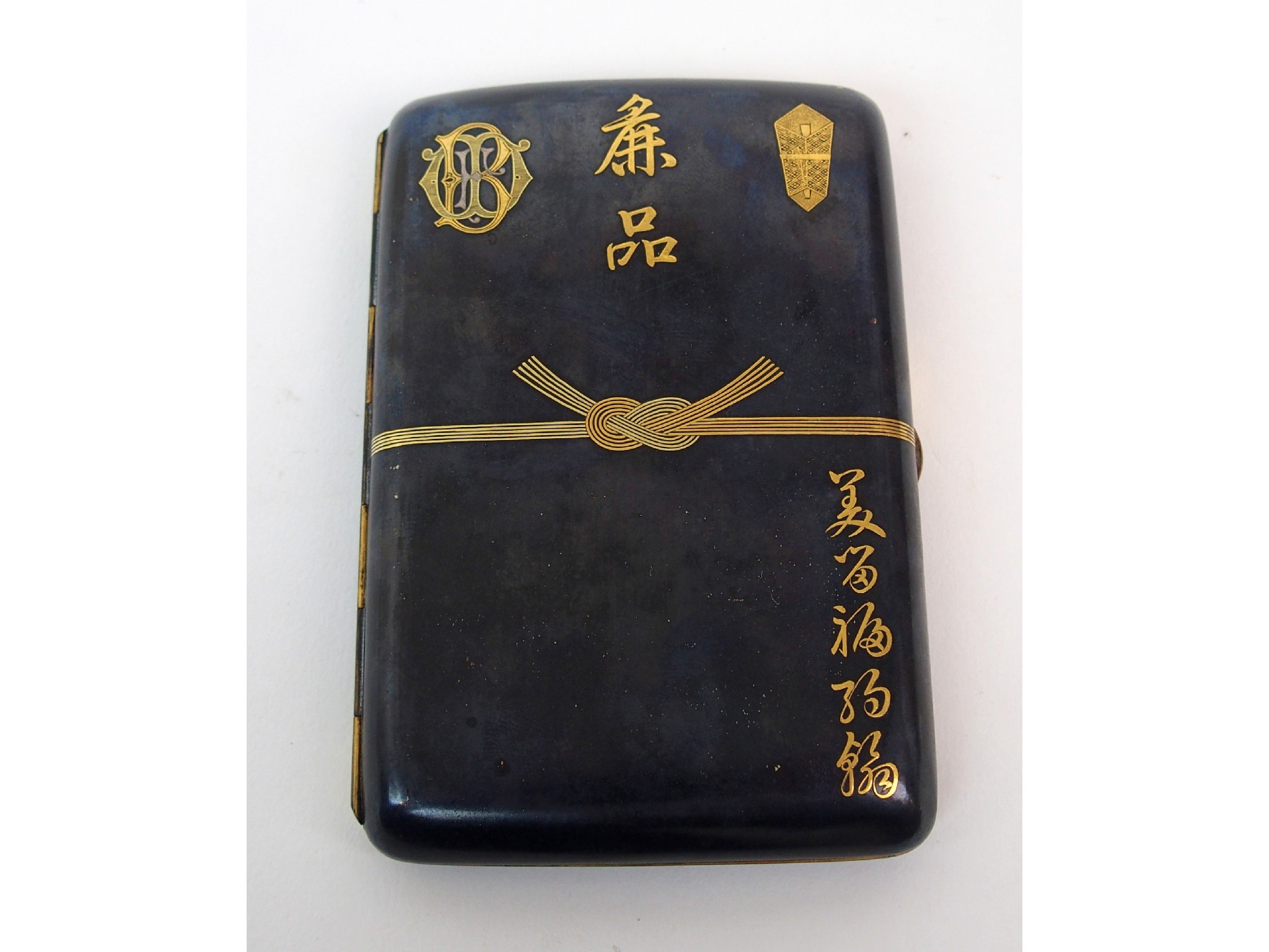 Appraisal: A Japanese Komai style cigarette casewith monogram and inscription cm