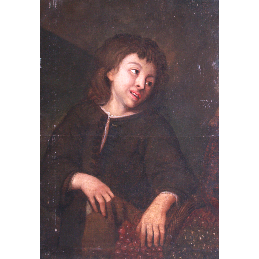 Appraisal: Spanish School th Century Girl with Grapes Oil on canvas