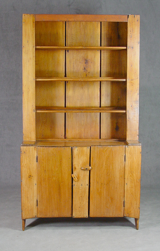 Appraisal: Primitive Stepback Cupboard Mid th Century Three shelves above cupboard