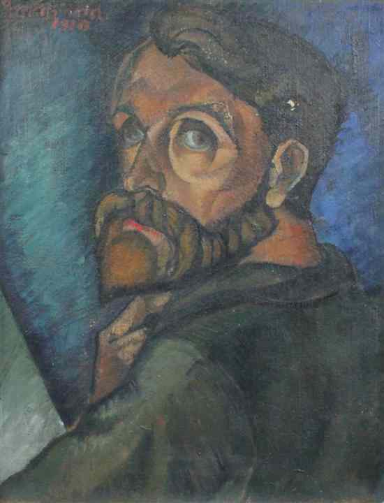 Appraisal: Jean Marchand - oil on canvas Self portrait sketch of