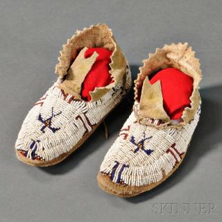 Appraisal: Cheyenne Beaded Hide Child's Moccasins c last quarter th century