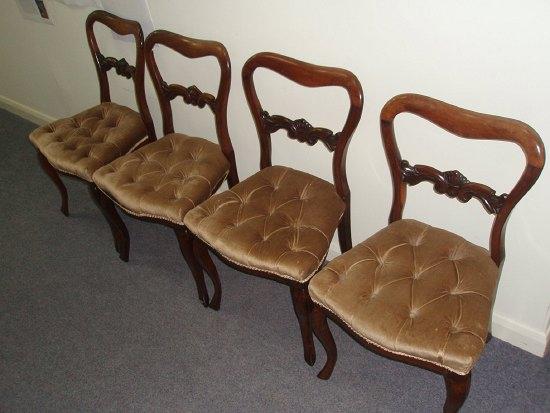 Appraisal: A set of four Victorian rosewood framed salon chairs the