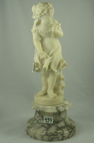 Appraisal: ITALIAN CARVED ALABASTER FIGURE of a girl holding her dress