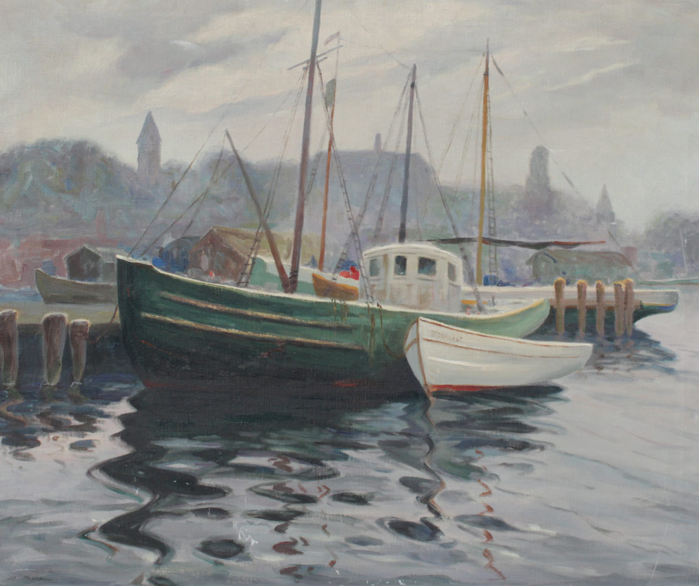 Appraisal: SALLA Salvatore American - Italian Docks Gloucester Mass Oil Canvas