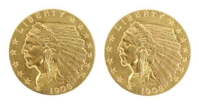 Appraisal: lot of U S Quarter Eagle gold coins Indian Head