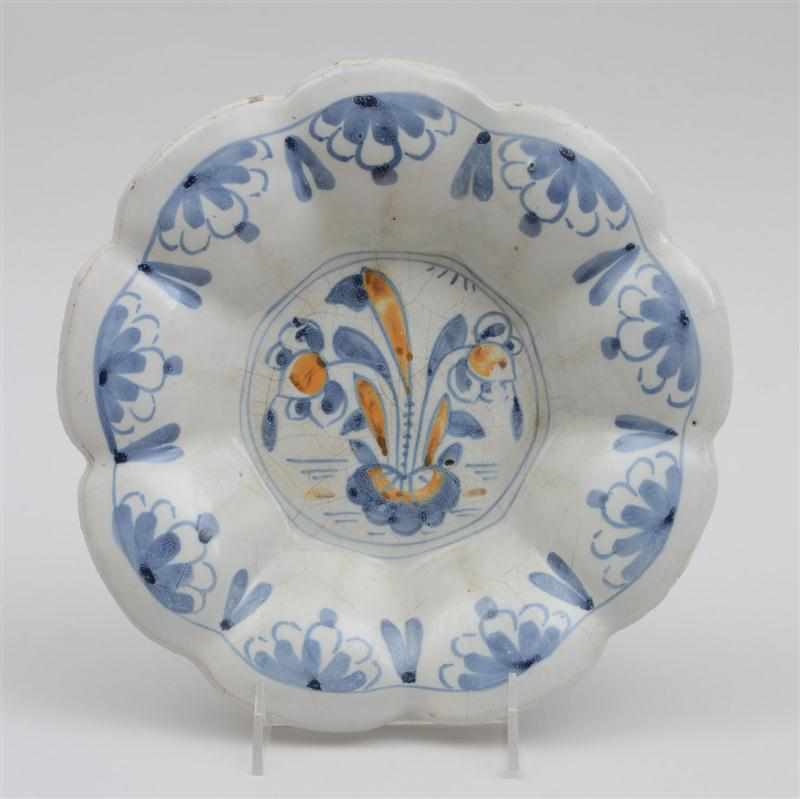 Appraisal: ENGLISH DELFT POLYCHROME LOBED DISH London or Bristol circa painted