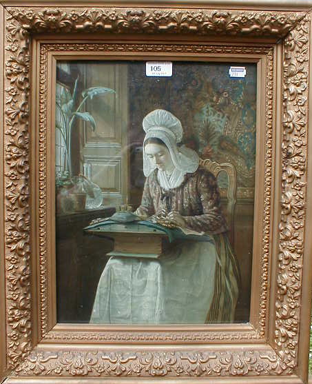 Appraisal: thC Belgian School Study of a lady seated by a