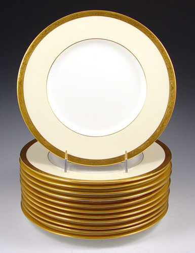 Appraisal: MINTON FOR DAVIS COLLAMORE GOLD RIM SERVICE PLATES '' dia