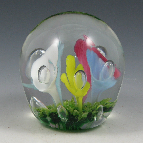 Appraisal: St Clair Bob Floriform Paperweight Bob St Clair multi-colored floriform