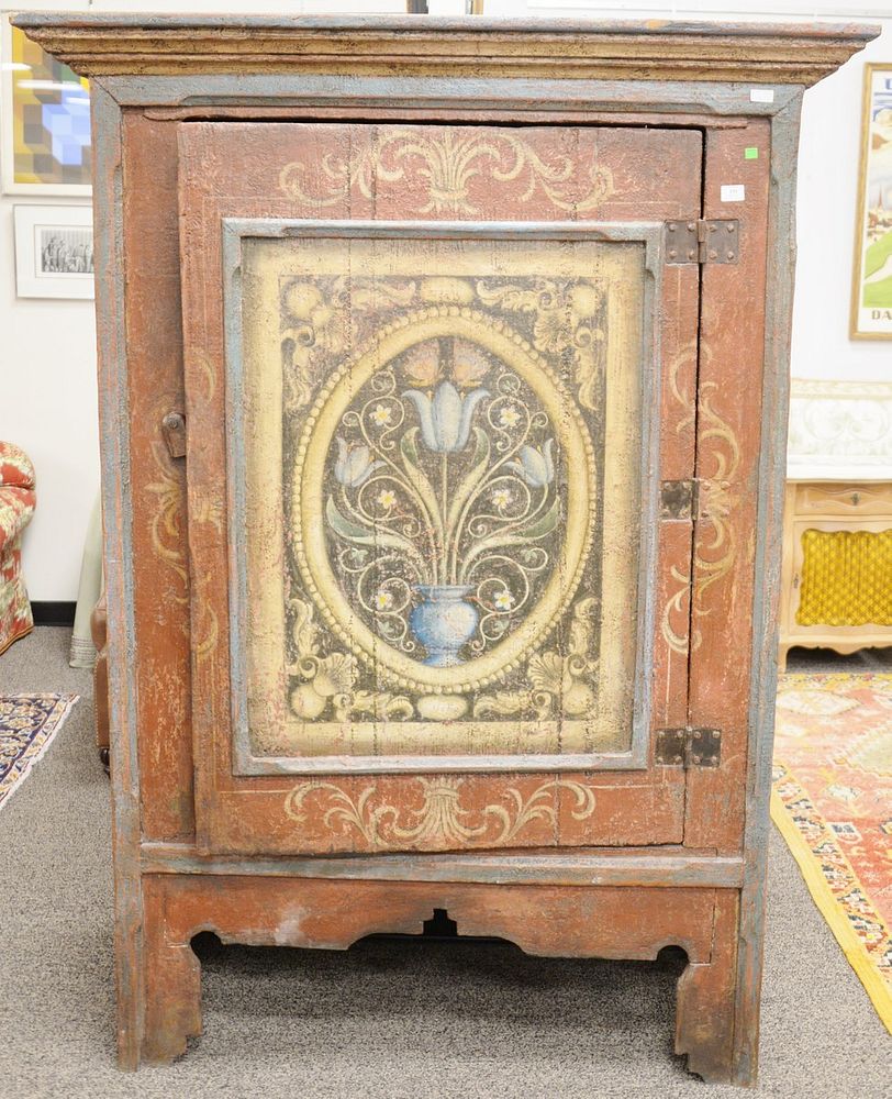 Appraisal: Paint decorated one door cabinet ht in case wd in