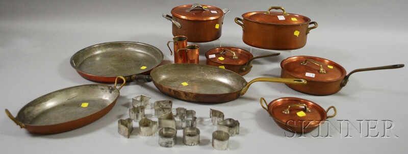 Appraisal: Eight Copper Kitchen Pots and Pans and Eleven Small Tin