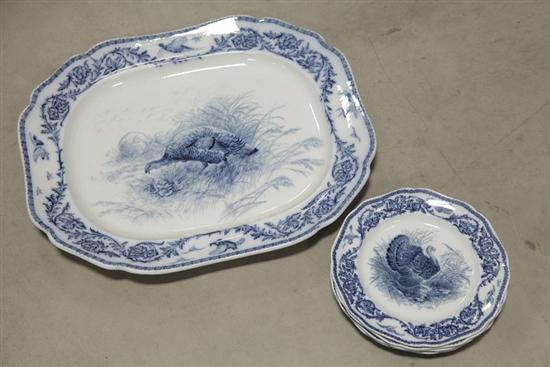 Appraisal: CAULDON PLATTER AND PLATES Blue and white platter and twelve