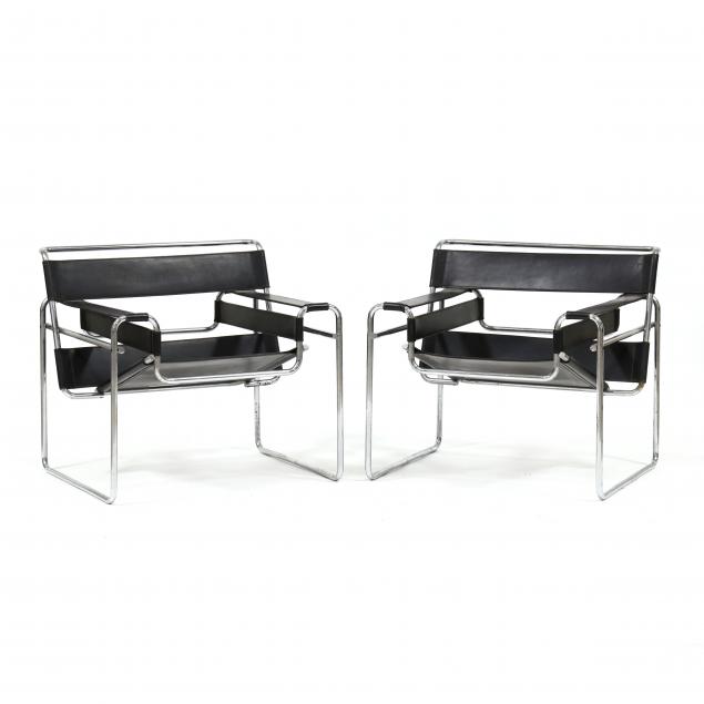 Appraisal: AFTER MARCEL BREUER PAIR OF WASSILY CHAIRS Post Gavina Italy