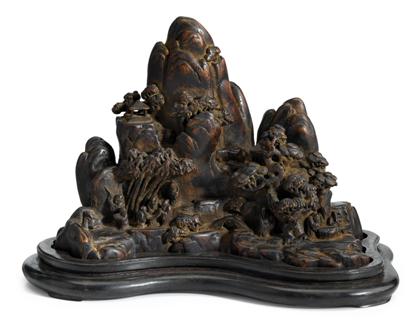 Appraisal: Chinese carved camphorwood mountain th century