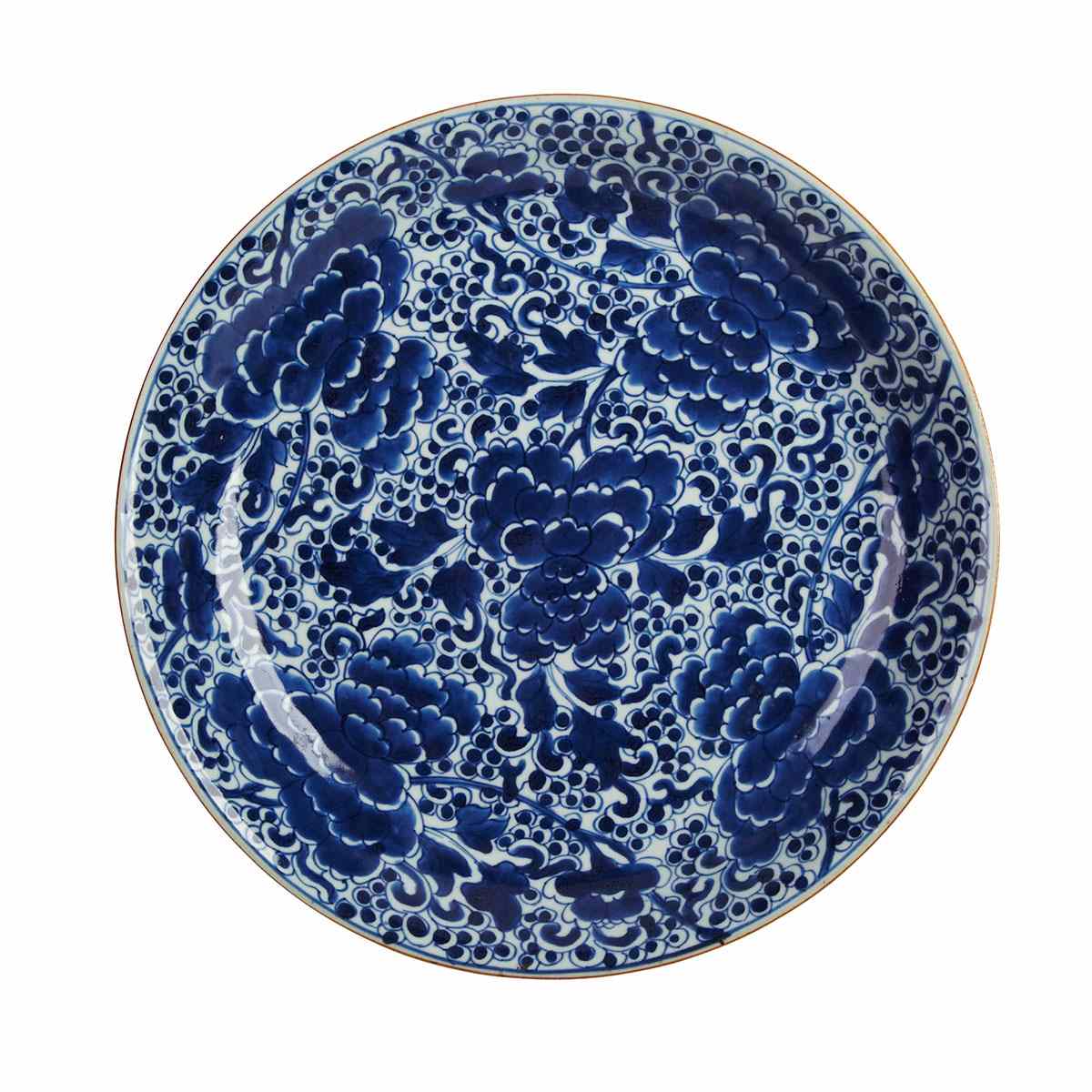 Appraisal: Large Blue and White Lotus Charger Kangxi Period - The