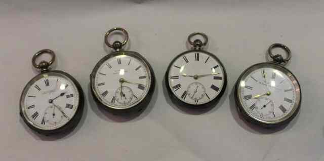 Appraisal: A COLLECTION OF FOUR SILVER AND WHITE METAL POCKET WATCHES