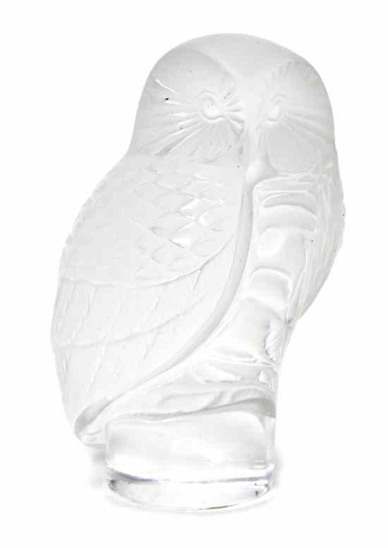 Appraisal: A Lalique Molded and Frosted Glass Figure of an Owl