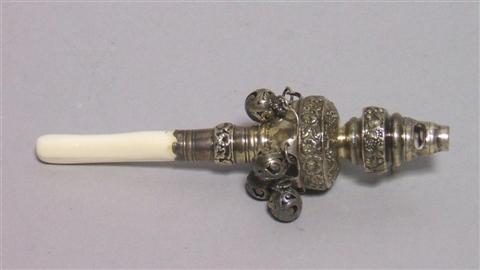 Appraisal: ENGLISH GEORGE III SILVER CHILDS RATTLE WHISTLE Birmingham Samuel Pemberton