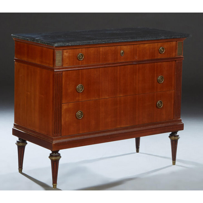 Appraisal: French Louis XVI Style Carved Cherry Marble Top Commode early