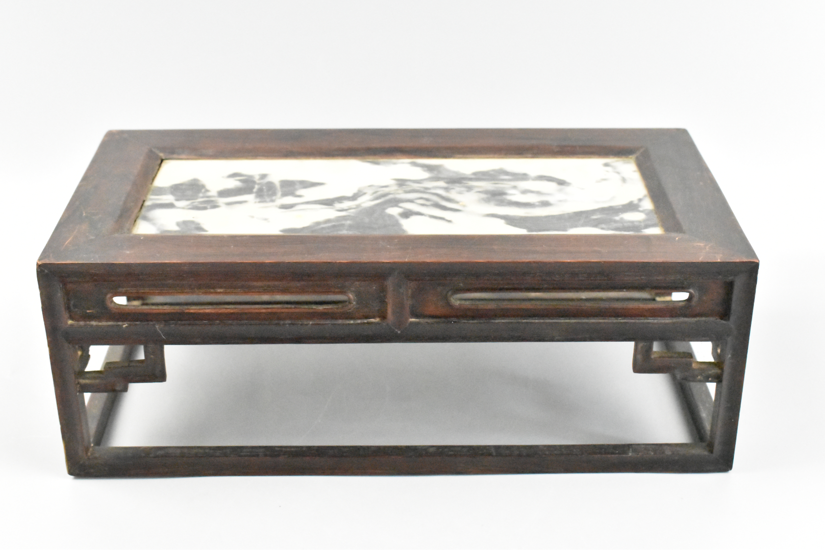 Appraisal: Chinese Qing Dynasty rosewood table stand with an marble top