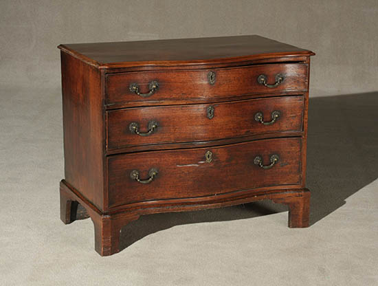 Appraisal: George III Mahogany Serpentine Chest of Drawers Circa - Top