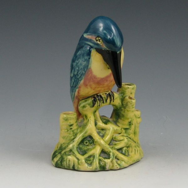 Appraisal: Woodpecker figurine on flower holder base Made after Weller Brighton